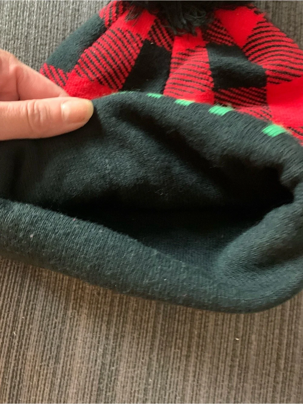 Universal Studio Grinch Naughty Buffalo Plaid Hat Black Red Green